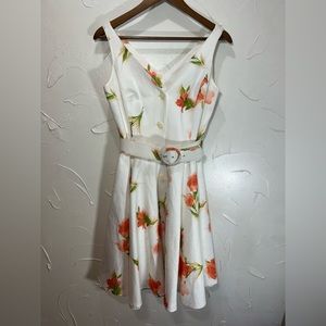 Alberto Makali A-Line Floral Swing Dress SZ 4